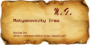 Matyasovszky Irma névjegykártya